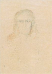 Önden bir kadının yarım boy portresi (Erinnye) by Gustav Klimt